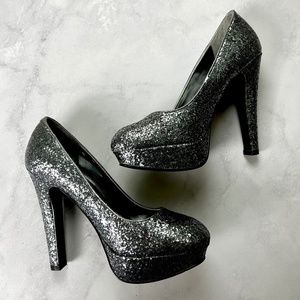 G by Guess High Heels Silver Glitter